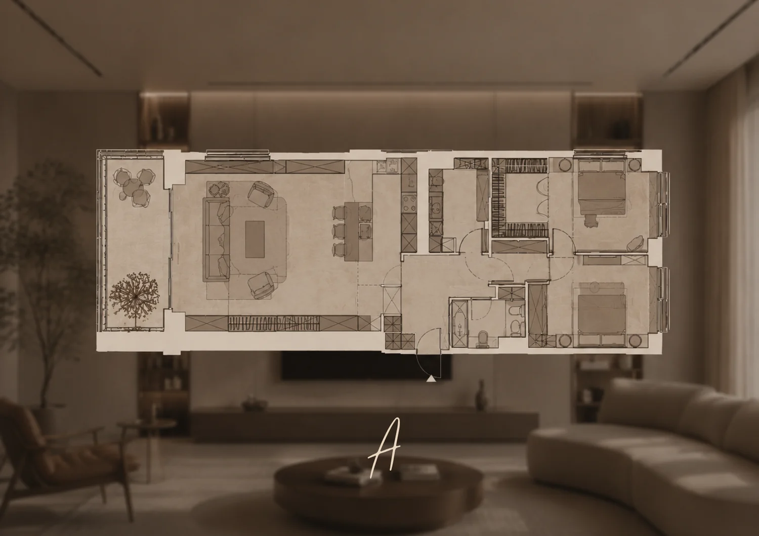 A plan with the monogram.